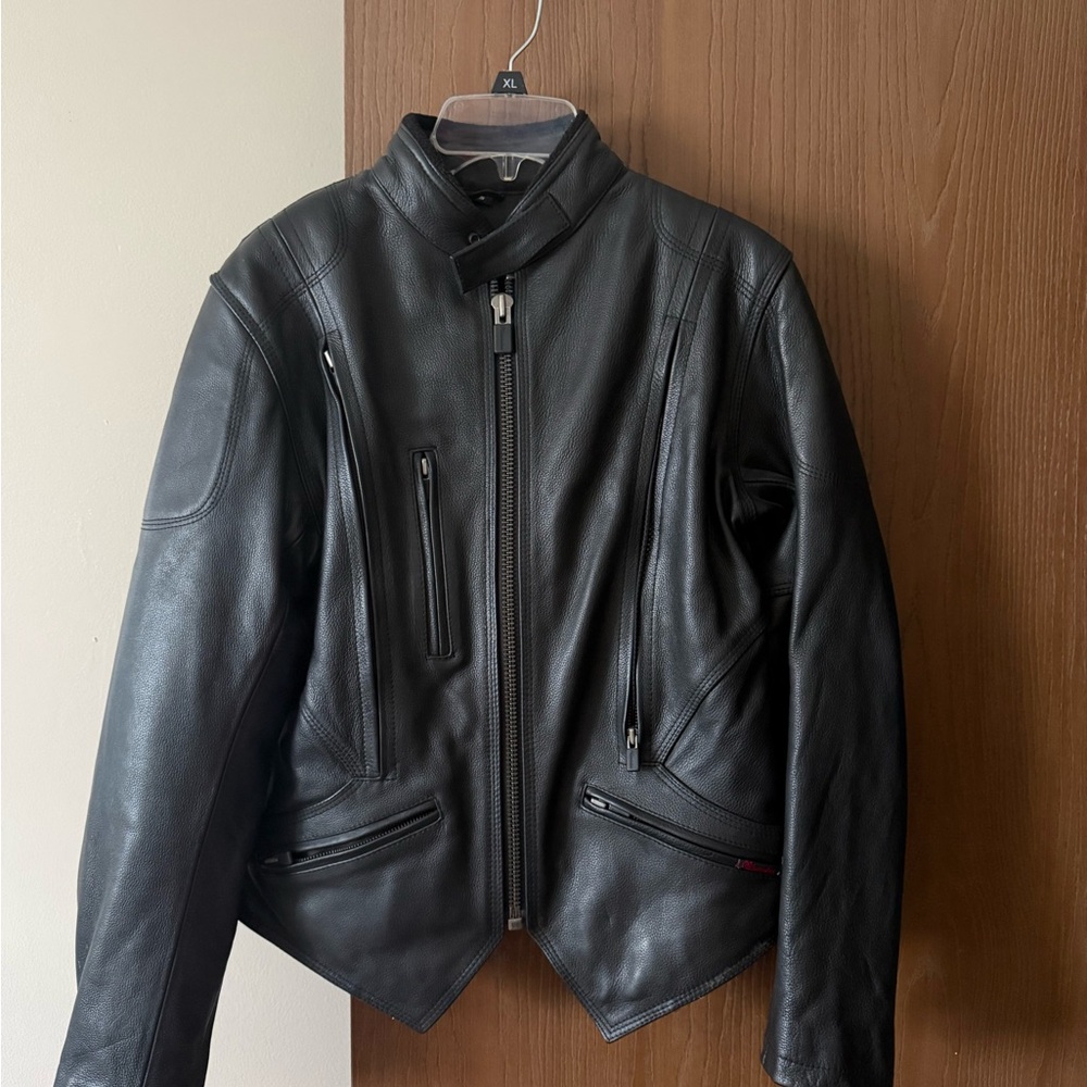 Black Genuine Leather Heavy Duty Motorcycle Jacket